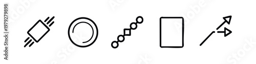 Simple line tech icons set featuring power energy network and growth symbols