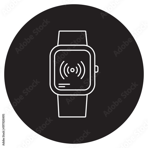 Smart Watch Design Icon, Fitness Tracker Watch, Wearable Tech Device, Digital Smart Watch Interface, Health Monitoring Smartwatch, vector