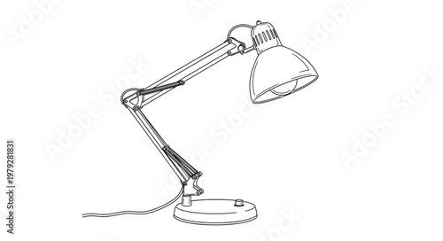 Desk lamp with adjustable arm standing.