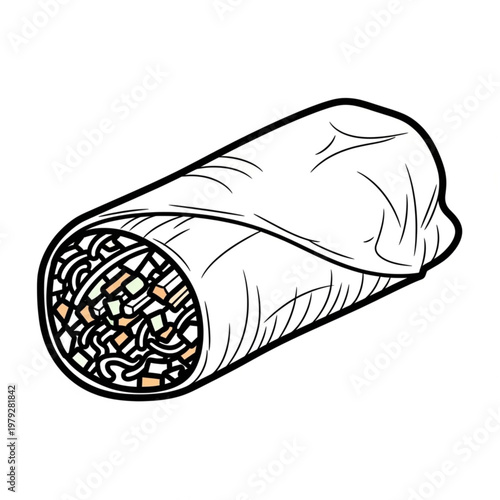 Delicious burrito with savory meat filling.