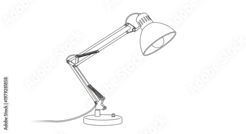 Desk lamp with adjustable arm.