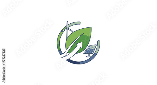 Eco friendly energy concept renewable resources with wind turbine and solar panel