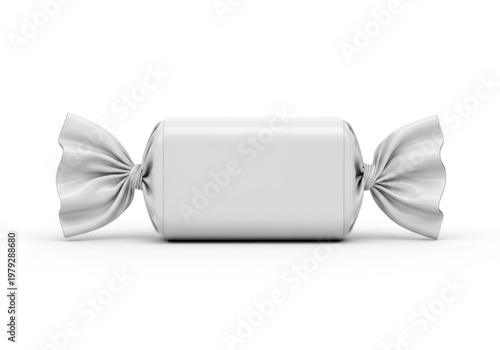 Isolated rectangular candy wrapper mockup with twisted ends for branding, packaging design, food confectionery presentation