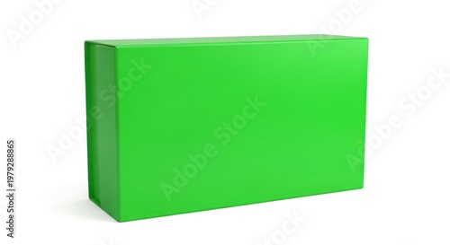 Isolated rectangular green cardboard box for product packaging mockup, logistics shipping container, retail storage template