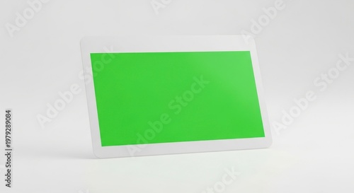 Isolated rectangular plastic card with green screen area for overlay, empty identity badge template, membership mock-up