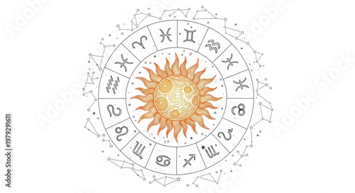 Zodiac Wheel Astrology Symbol.