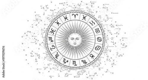 Zodiac Wheel Astrology Symbol.