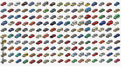 Collection of Miniature Toy Cars in Various Colors and Models.
