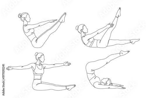 line drawing of girl pilates pose