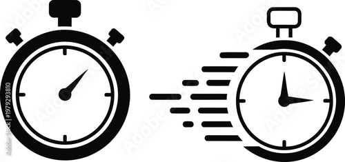 Stopwatch and speedometer icons measuring time and velocity