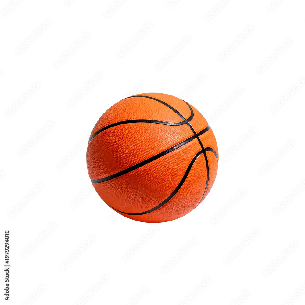 Fototapeta premium Orange Basketball with Black Stripes on White Background