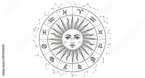 Zodiac Wheel Astrology Symbol.