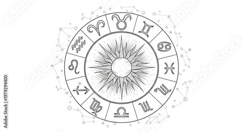 Zodiac Wheel Astrology Symbol.