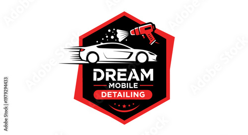 Dream Mobile Detailing Logo with Car and Sprayer.