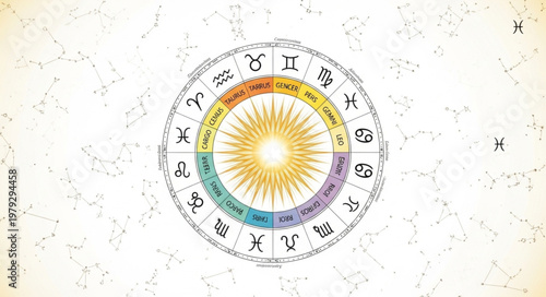 Zodiac Wheel Astrology Symbol.