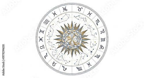 Zodiac Wheel Astrology Symbol.