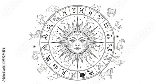 Zodiac Wheel Astrology Symbol.
