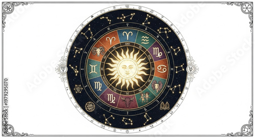 Zodiac Wheel Astrology Symbol.