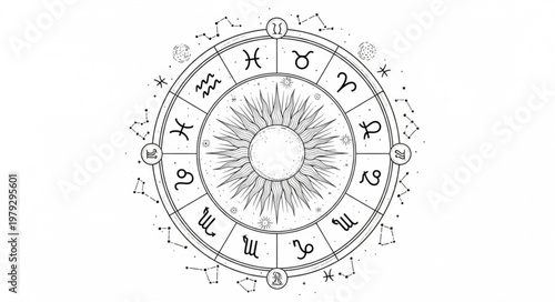 Zodiac Wheel Astrology Circle Chart.