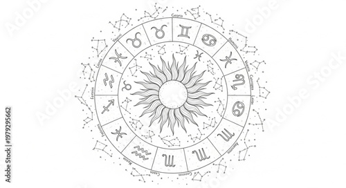 Zodiac Wheel Astrology Circle Design.