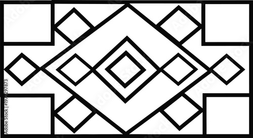 Geometric black and white pattern nested diamonds and rectangles