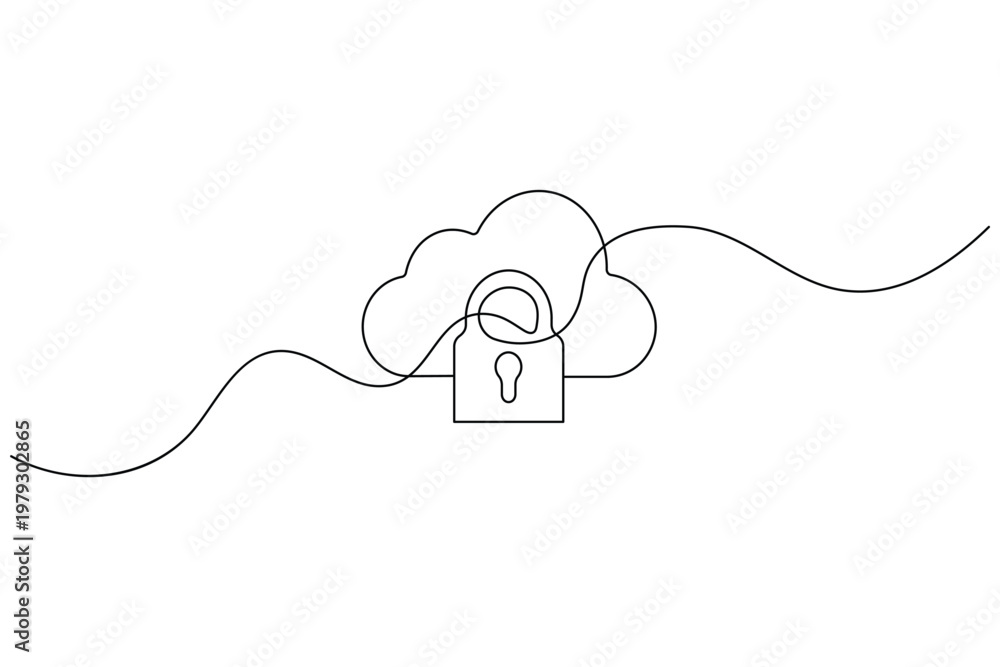 Obraz premium Cloud upload continuous one line drawing minimalist icon for data storage 