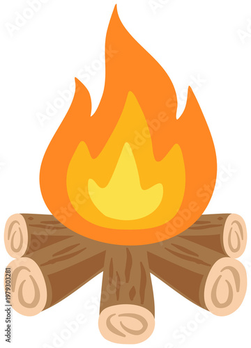 Burning campfire icon for camping and outdoor activities