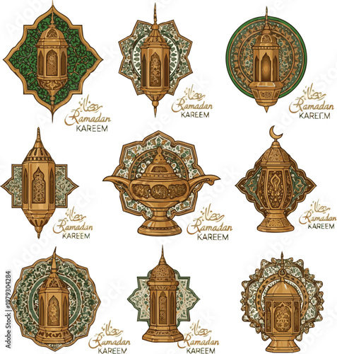 set of golden labels with ornament