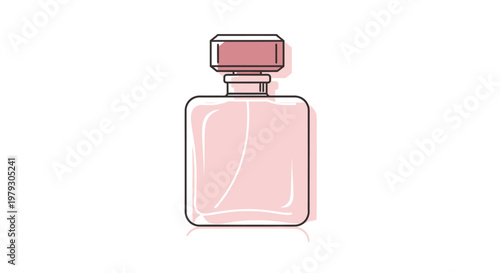 Elegant perfume bottle illustration on white background with copy space