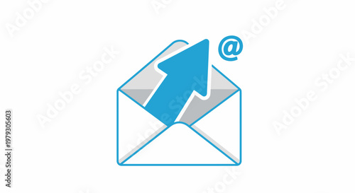Email communication concept illustration arrow pointing upwards