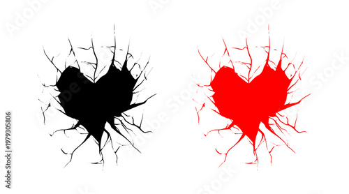 Cracked Glass Abstract Icon Set – Shattered Texture Vector Illustration