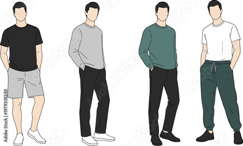 Men's casual fashion set with t-shirt joggers and sweatshirt for lifestyle design
