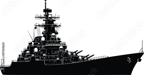 battleship silhouette, naval warship illustration, military ship, navy vessel, armed cruiser design, maritime defense, vintage battleship, ocean warfare concept