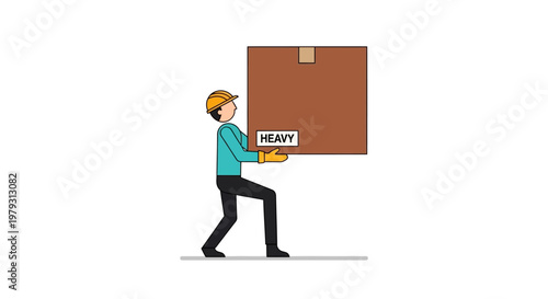 Manual labor A person carrying a heavy box, illustrating the effort and strain involved in manual handling and lifting