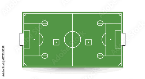Dynamic overhead view of a well-maintained football field with crisp white markings, symbolizing competitive sports, strategic gameplay, and athletic pursuits on a clean green pitch