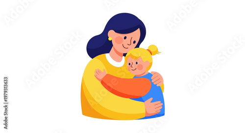 A tender embrace between a mother and her daughter, symbolizing love and connection