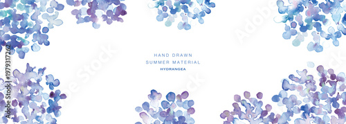 水彩画。水彩タッチの紫陽花イラスト。紫陽花の梅雨イラスト。ベクターアート。
Watercolor painting. Watercolor-style illustration of hydrangeas. Illustration of hydrangeas during the rainy season. Vector art.