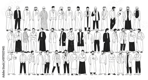 Group of diverse people standing together in a line, portrait view.