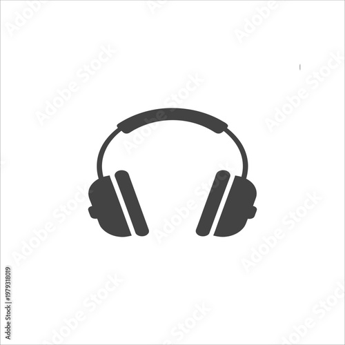 Black headphones with a microphone isolated on a white background representing audio and music technology equipment