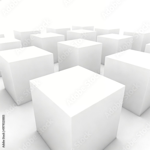 White Cubes Arranged in Abstract Composition