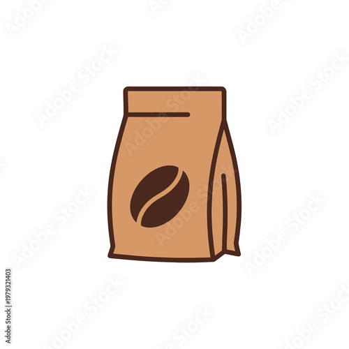 Coffee Bag with Bean Icon for Cafe and Beverage