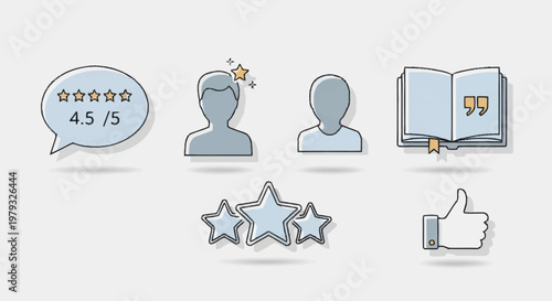 Flat design user review feedback icons.