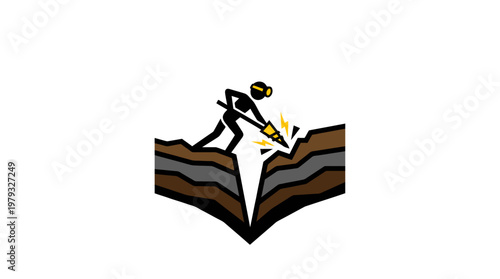 Cartoon Excavator Digging into Earth