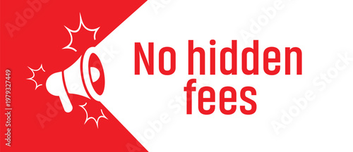 No hidden fees on white background	