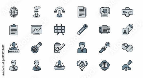 Collection of business communication icons.