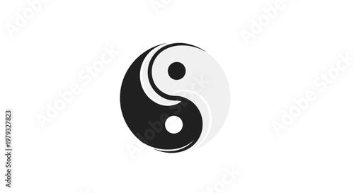 Minimalist yin and yang symbol graphic representation of balance and harmony