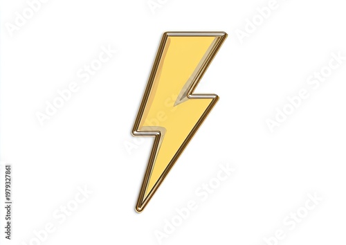 Free Download A stylized, metallic yellow lightning bolt emblem with a subtle sheen and shadow - GFXLoad
