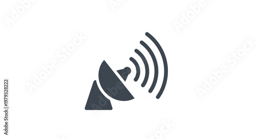 Satellite dish broadcasting signal waves for communication purposes, vector illustration