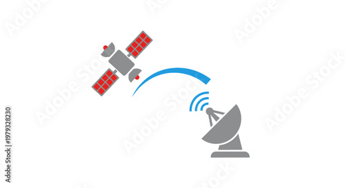 Satellite Communication Illustration Representing Wireless Technology and Signal Transmission