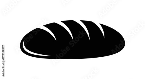 Black Silhouette of a Loaf of Bread on White Background